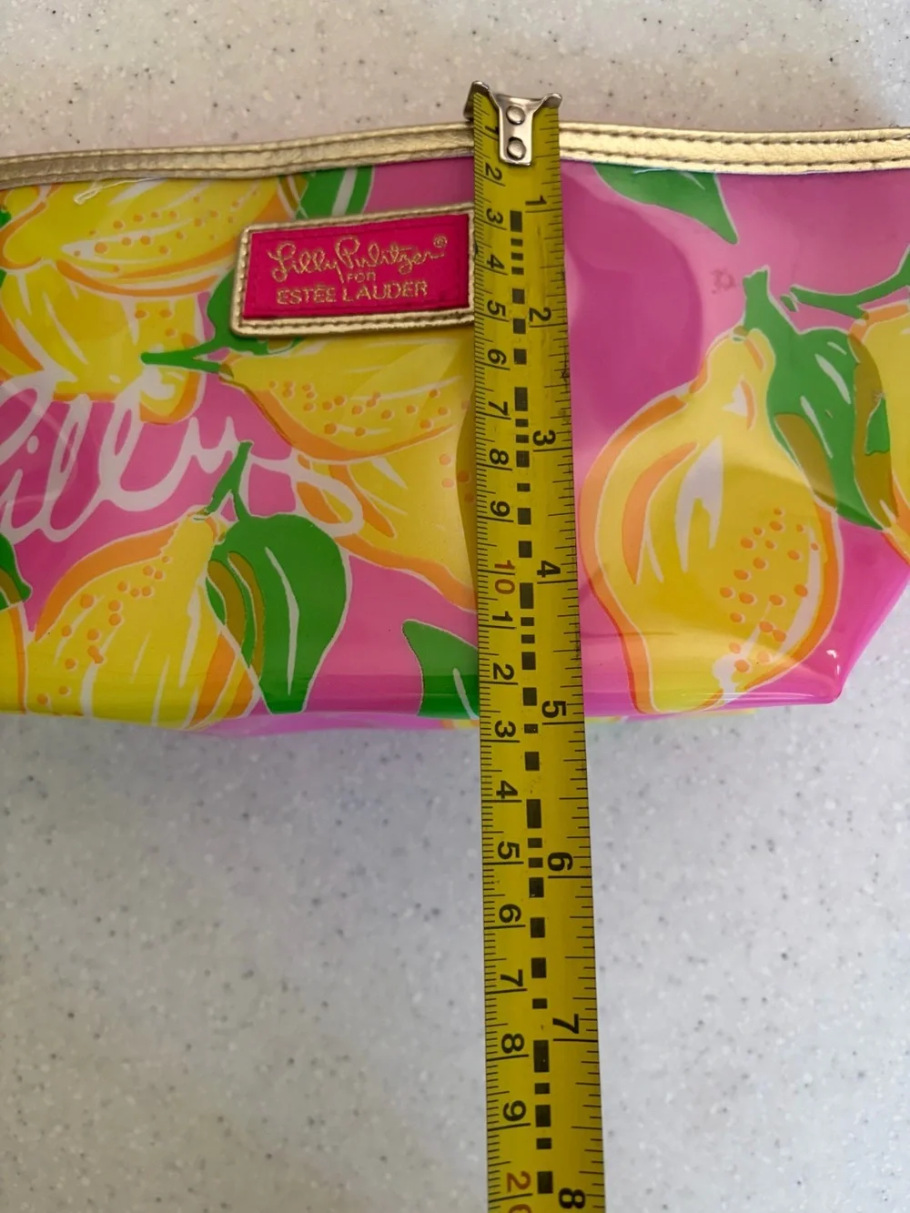 Lilly Pulitzer Estée Lauder Pink Lemon Print Cosmetic Pouch Zipper Makeup Bag